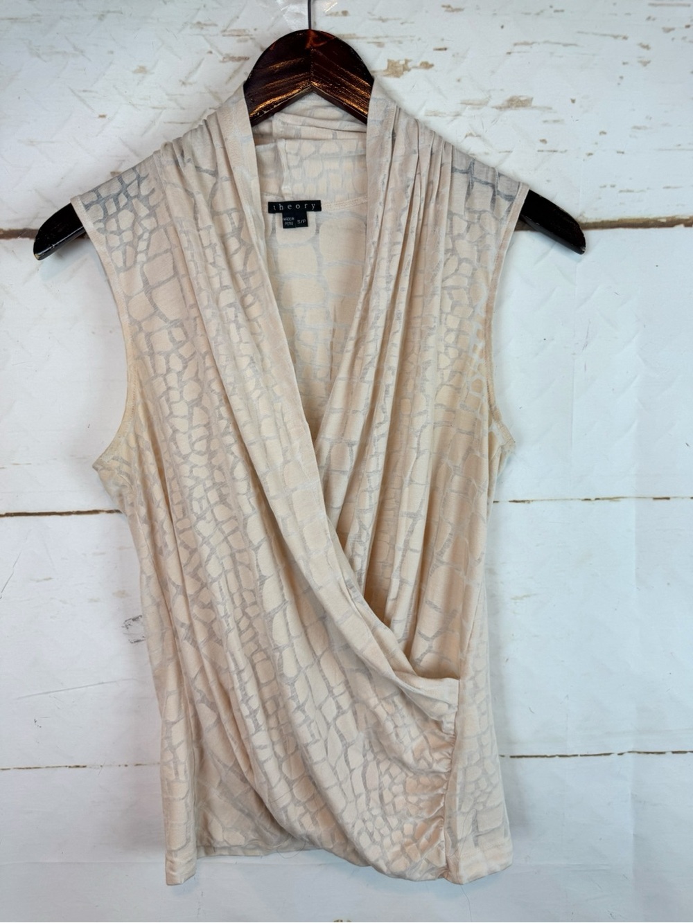 Theory | Alligator Print Faux Wrap Top, S